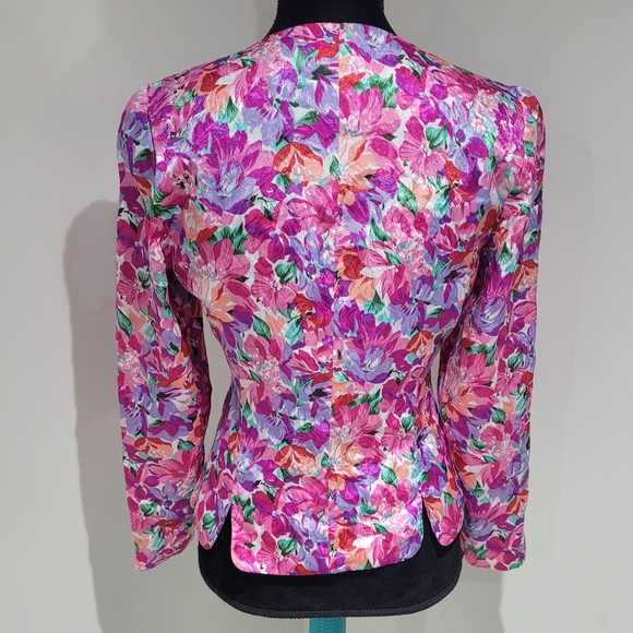 Liz Claiborne Petites Women's Vintage Floral Print Long Sleeve Blouse 6P Pink - Picture 7 of 9
